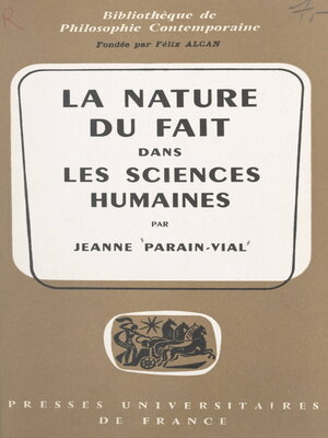 cover image of La nature du fait dans les sciences humaines